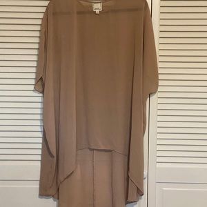 Meraki Tunic Style Sheer Nude Blouse